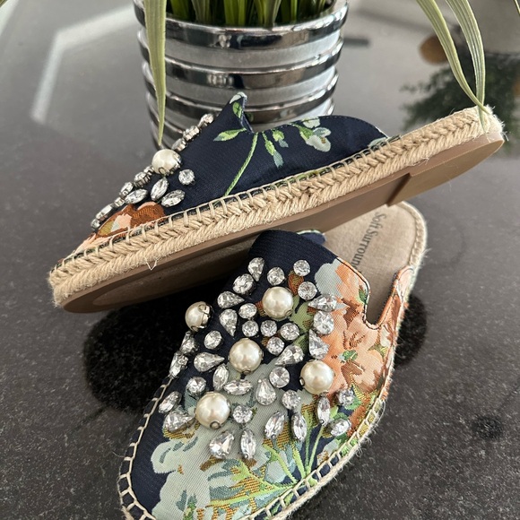 Shoes - NWOT Soft Surroundings Embellished Floral Espadrille Loafers